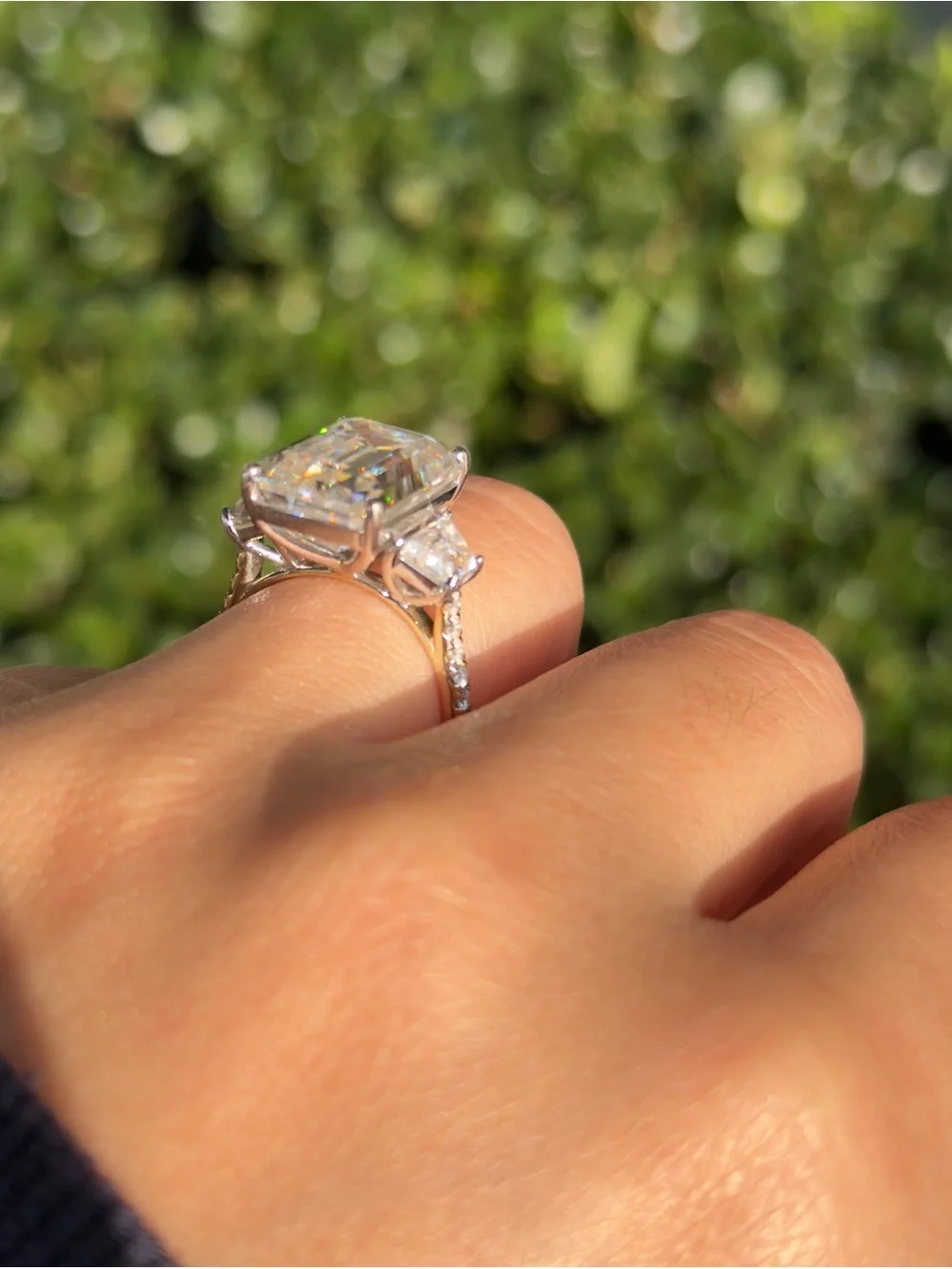 11cttw big emerald cut moissanite in real 10k yellow gold engagement ring sz6